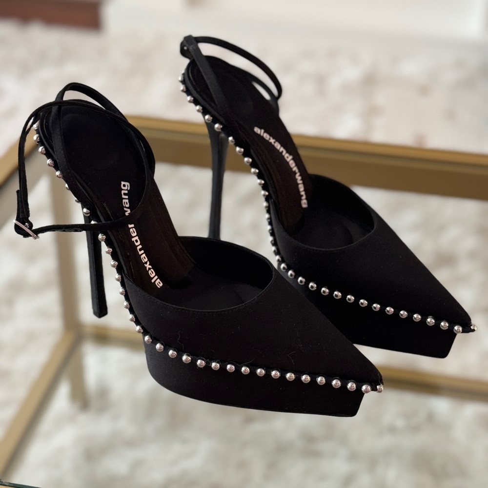 Alexander Wang Satin Studded platform heels